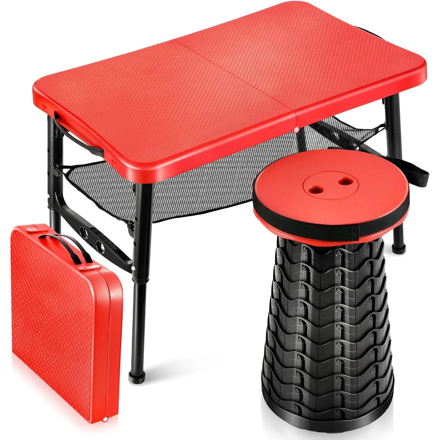 Outdoor Daybed Sofa - Retractable Folding Table & Stool Set