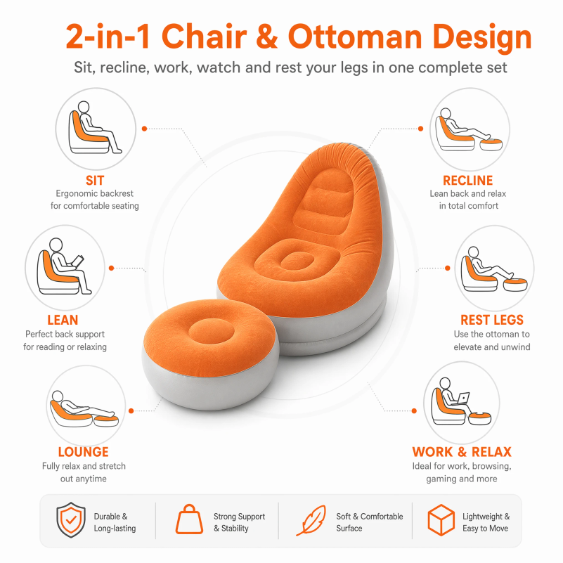 Flocking Inflatable Lazy Sofa  - Outdoor Furniture Sale 评论和价格