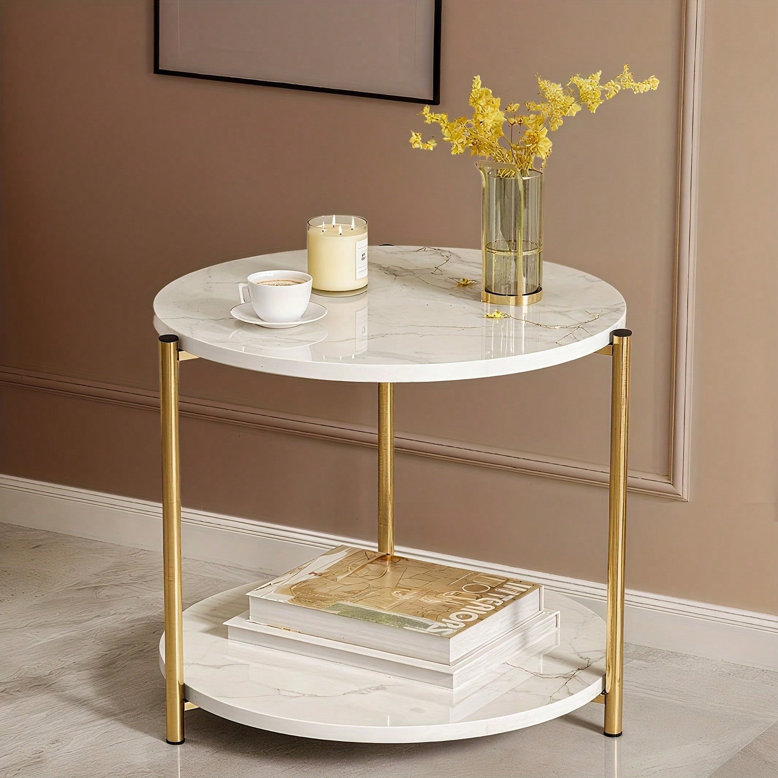 Double-Tier Round Side Table,  - Outdoor Furniture Near Me 评论和价格